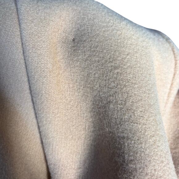 Vintage Camel Wool Coat Faux Fur Collar Cuffs Long Double Breasted 16P Petite - Picture 12 of 15